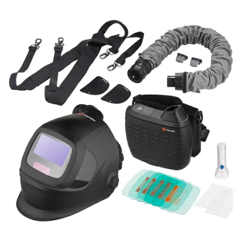 Сварочная маска с автоматическим светофильтром и подачей воздуха Tecmen ADF930S черная с PAPR